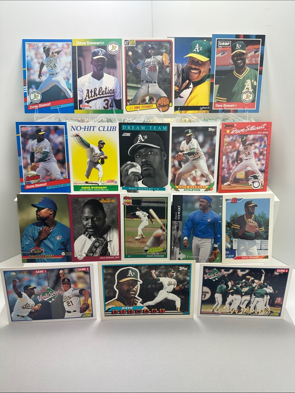 Dave Stewart vintage 1983 Dodgers Donruss card in lot of 18 (A’s, Blue Jays)